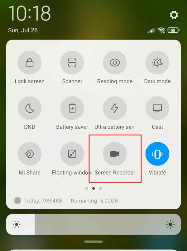 click the screen recorder to Activate Screen Record