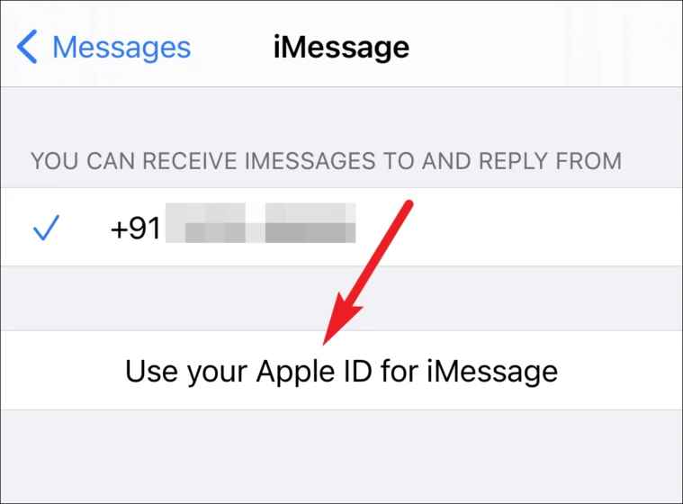 tap use your Apple ID for iMessage