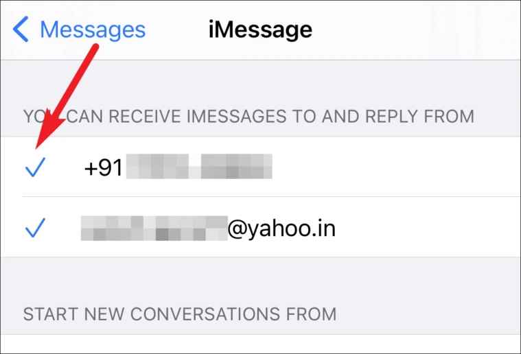 select your phone number to receive messages
