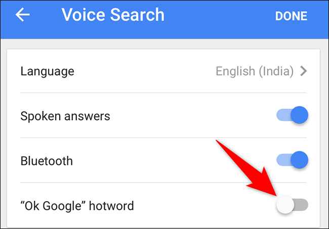 toggle on and tap done on voice search 