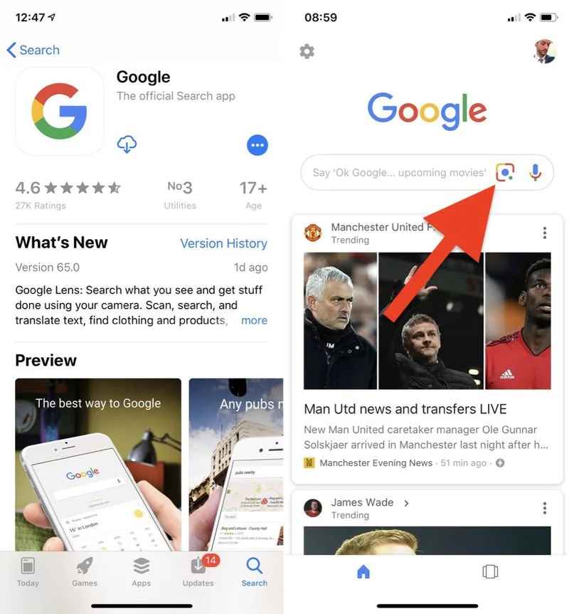 tap the lens icon to Activate Google Lens