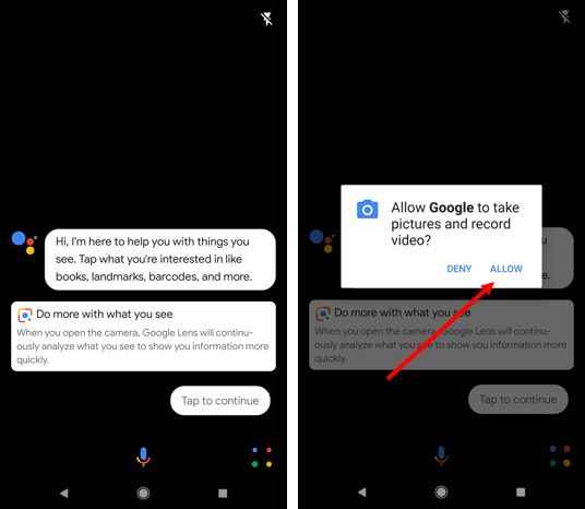 click the Allow button to Activate Google Lens