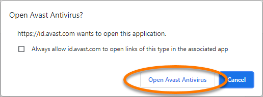 Click the Open Avast button to activate Avast