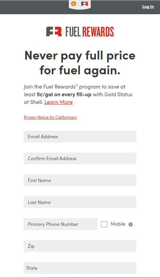 Fuel Rewards Website