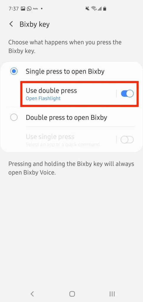 enable double press to launch your favorite app