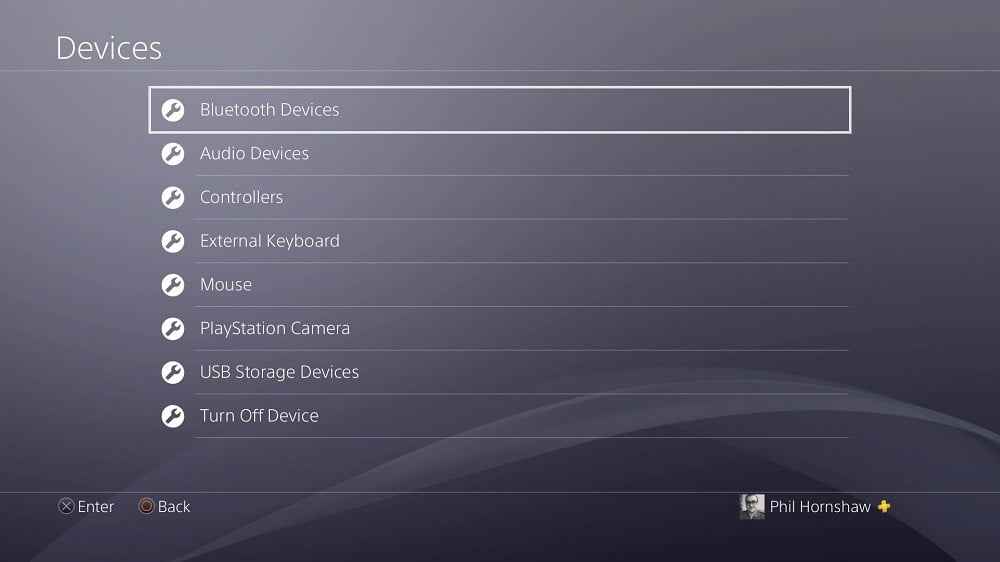 select Bluetooth Devices to turn off Bluetooth on PS4 controller