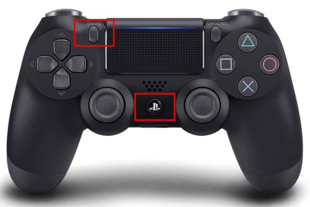 press the PS and share buttons to activate Bluetooth on PS4 controller