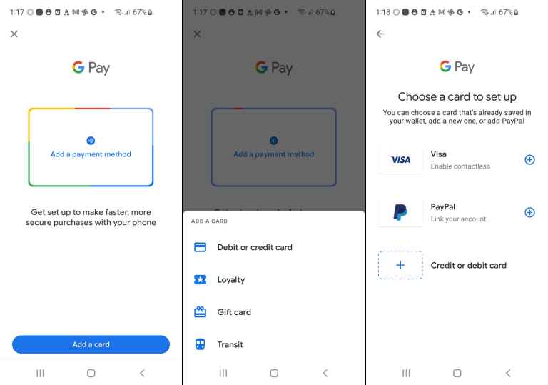 add a card to Activate Google Pay
