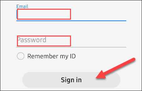 sign in with your Samsung account