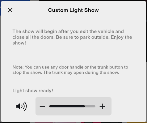 custom light show message will appear on the screen