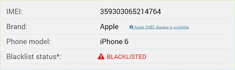 blacklist status of iPhone