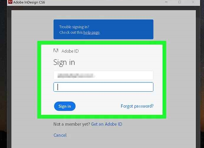 sign in with your adobe ID to activate Adobe apps