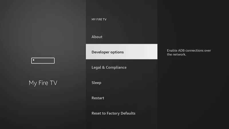 Click Developer option under My Fire TV