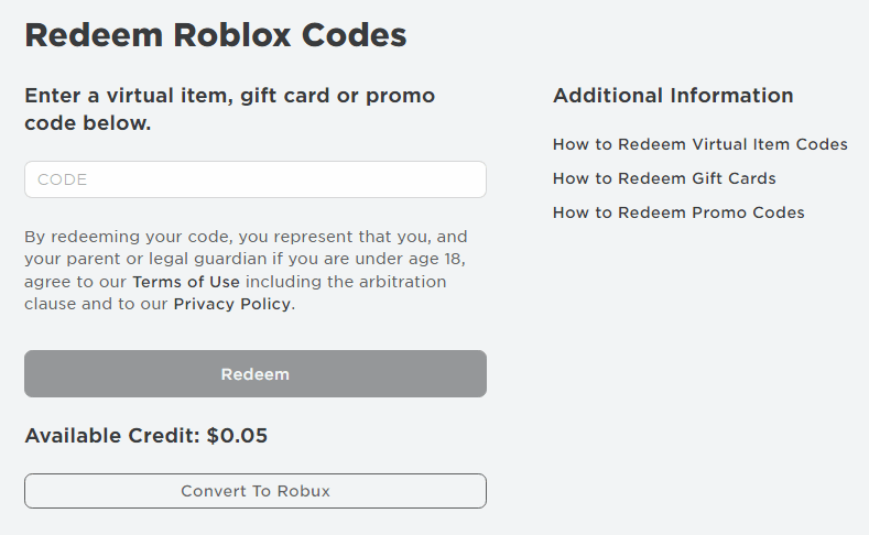 tap redeem to activate Roblox gift card