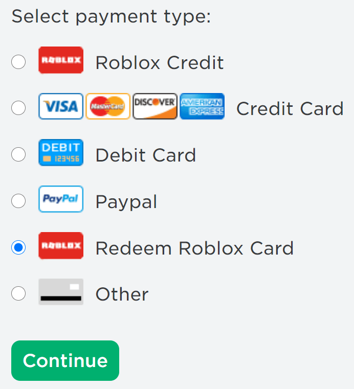 select redeem Roblox card to activate gift card 