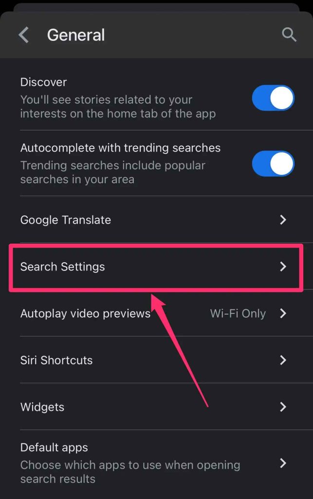 tap search settings to activate Safe Search
