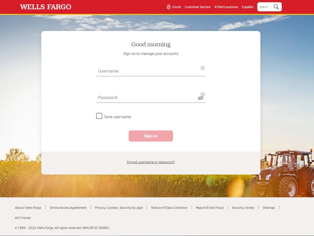 Wells Fargo website
