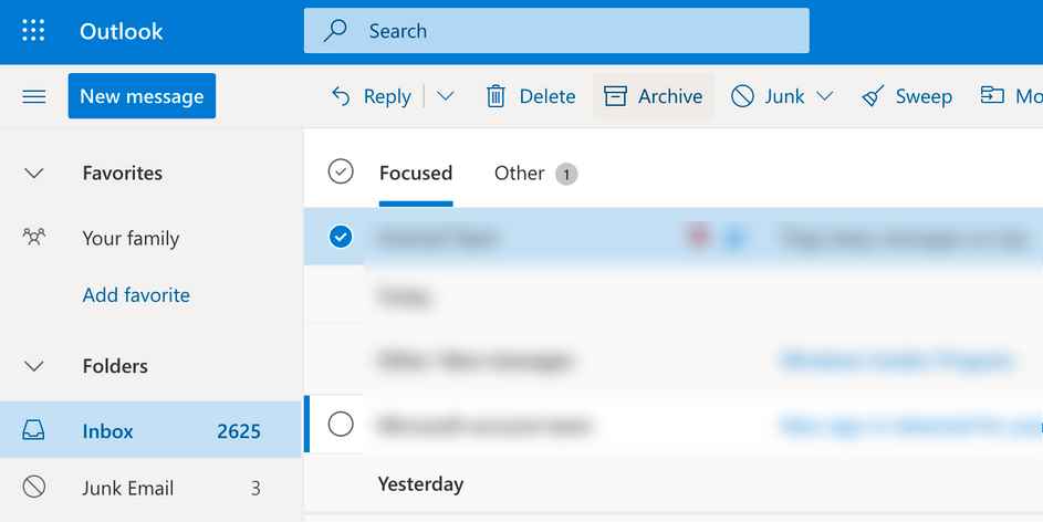tap Archive to Archive Emails in Outlook