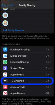 Select TV channels - Share Apple TV with Family