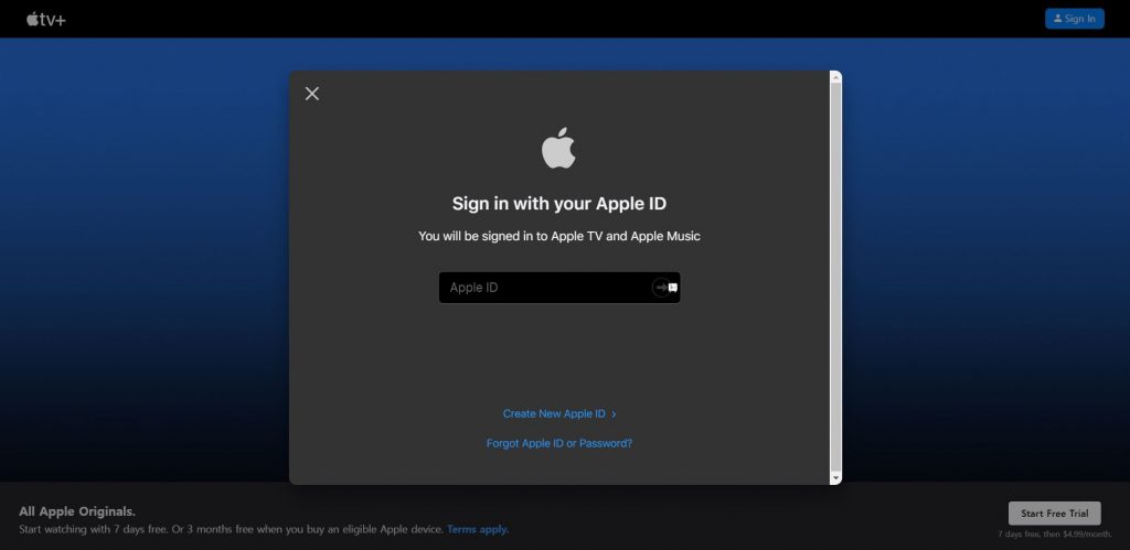 Enter your Apple and password