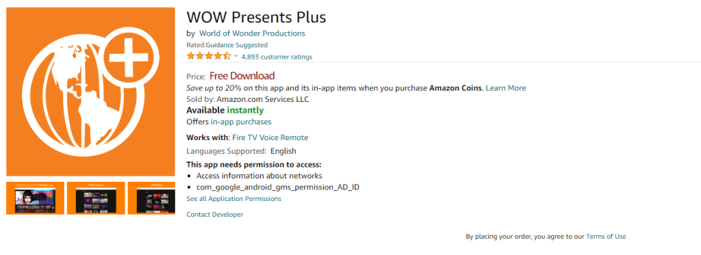 Wow Presents Plus on Amazon App Store