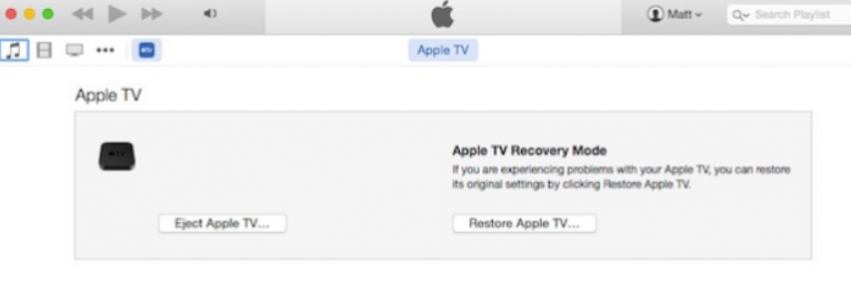 Restore Apple TV option