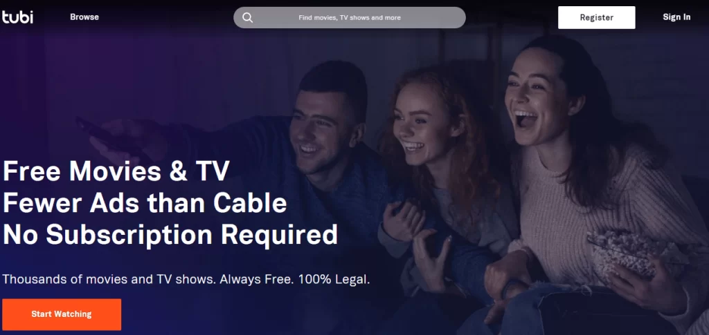 Tap Sign In on Tubi website