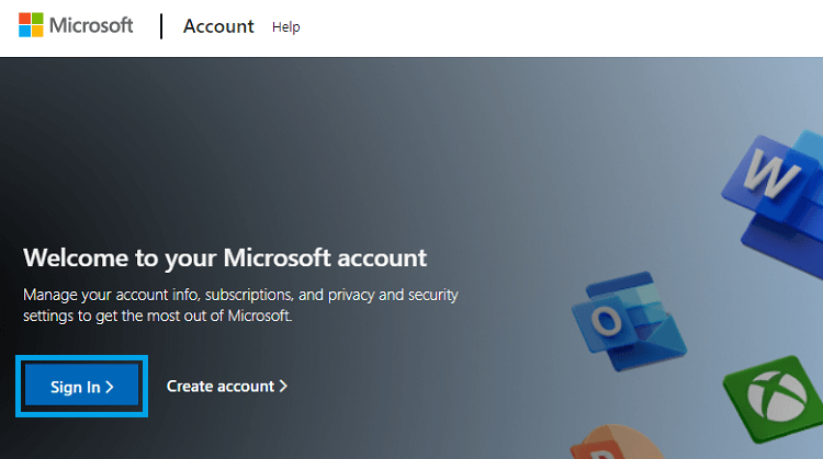 Sign in to Microsoft Store