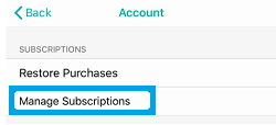 Tap Manage Subscriptions