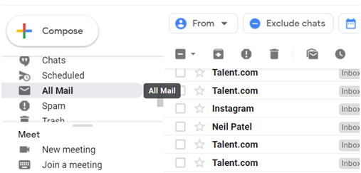 Click the All Mail option to find the archived emails 