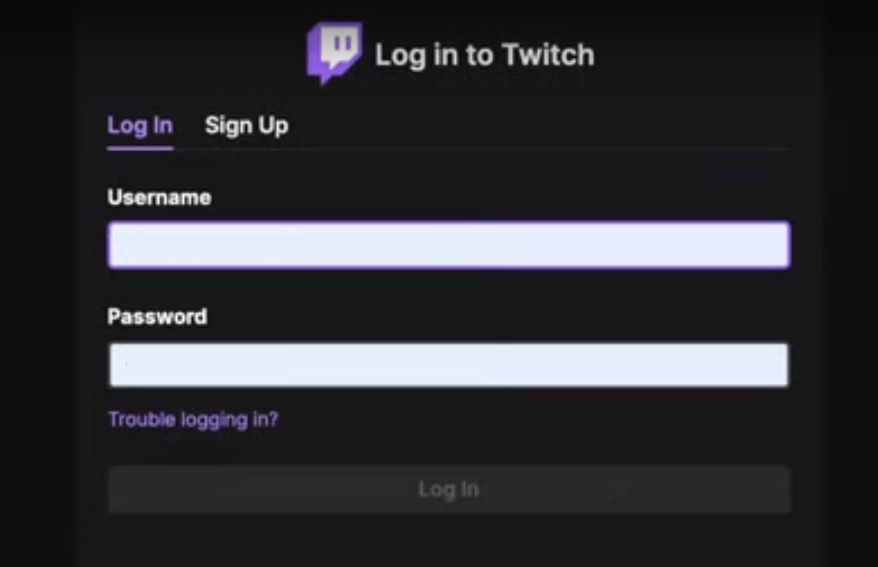 Sign in with your Twitch account details