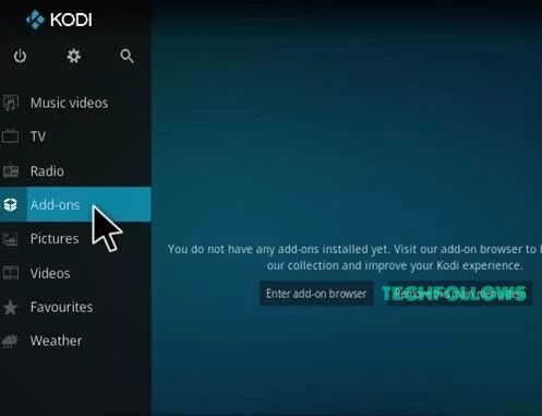 Select Addon from the Kodi Home