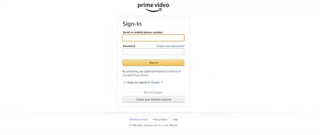 Sign in to your account - Amazon Prime Video on Chromebook