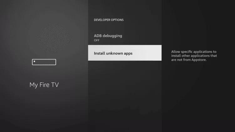 Tap Install Unknown Apps to install Bitdefender VPN on Firestick