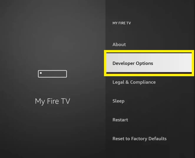 Select Developer options