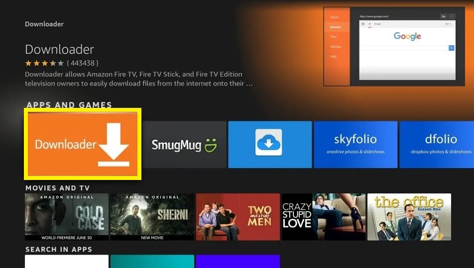 Select Downloader to watch Dofu Sports on Firestick