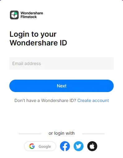 Login using Wondershare ID