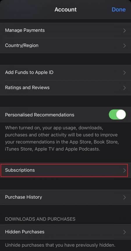 Tap Subscriptions to cancel your Fitbit premium