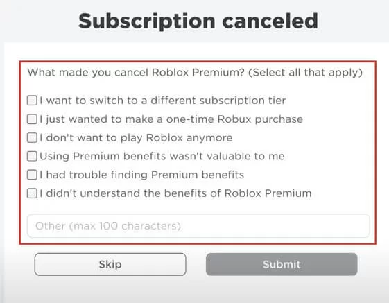 How to cancel Roblox Premium