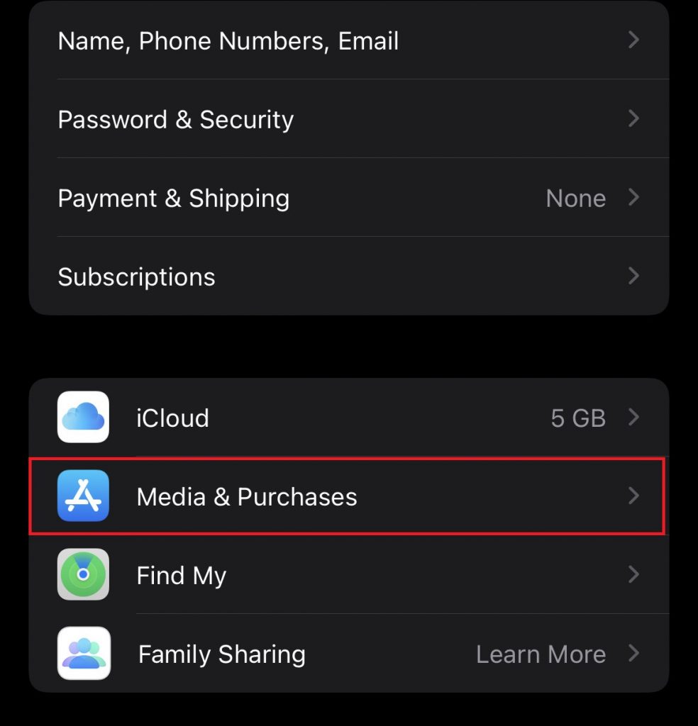 Select Media and Purchases