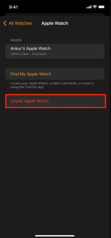 How to Unpair Your Apple Watch from iPhone - 2