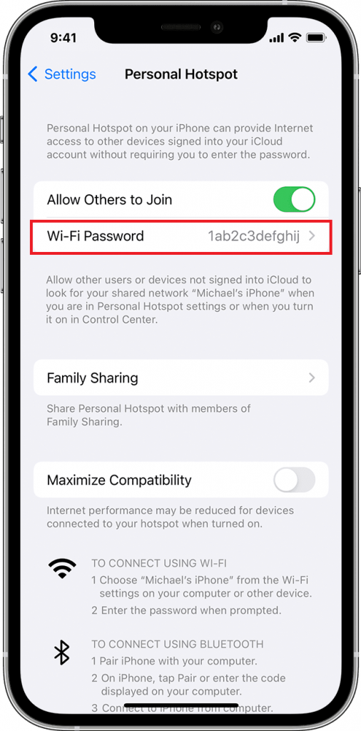 Click on Wi-Fi password to find Wi-Fi password on iPhone
