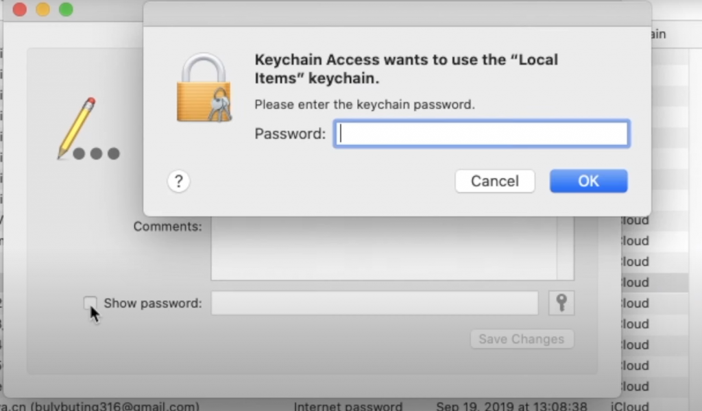 Enter your Keychain password