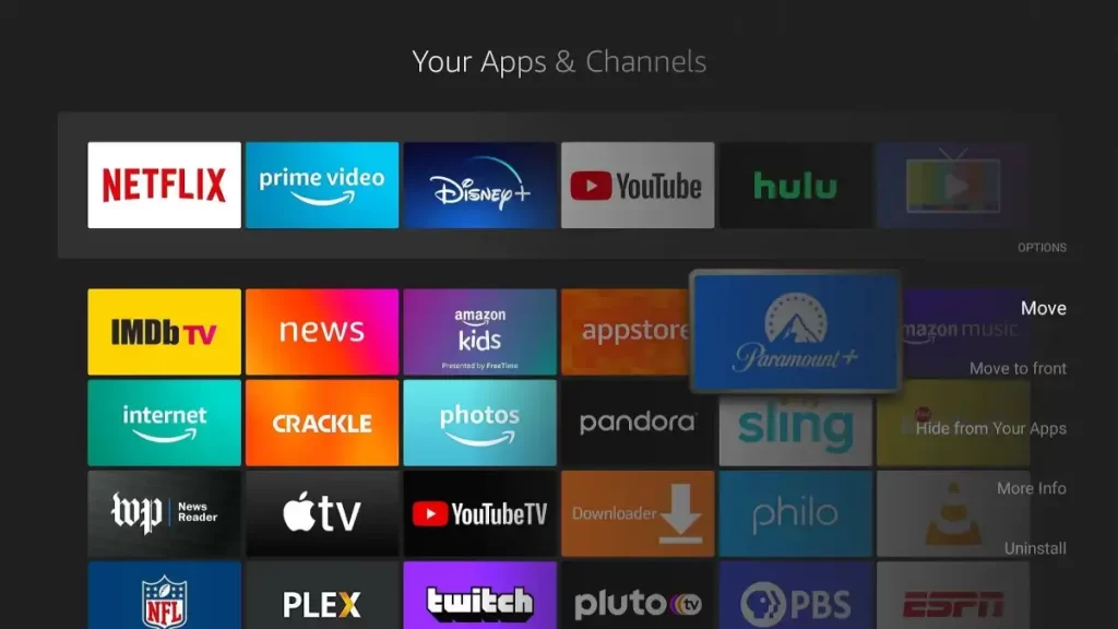 Select More Info to update the apps on Firestick