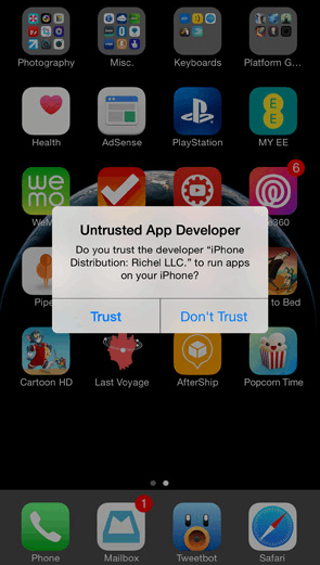 Click Trust on iOS device 