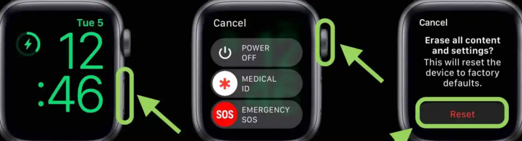 Click Reset to Unpair Apple Watch 