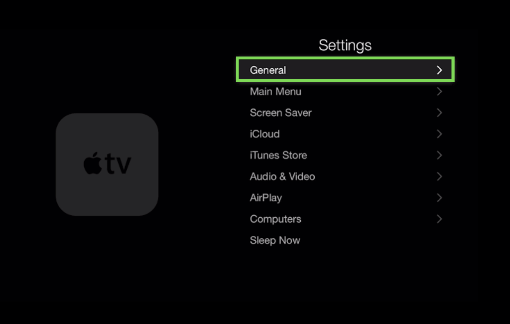 How to change Wifi on Apple TV - General Settings