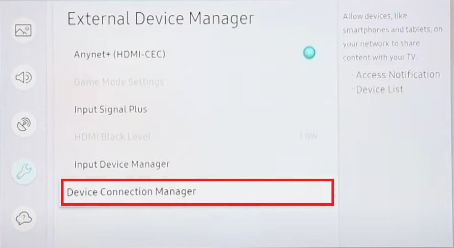 select Device Connection Manger