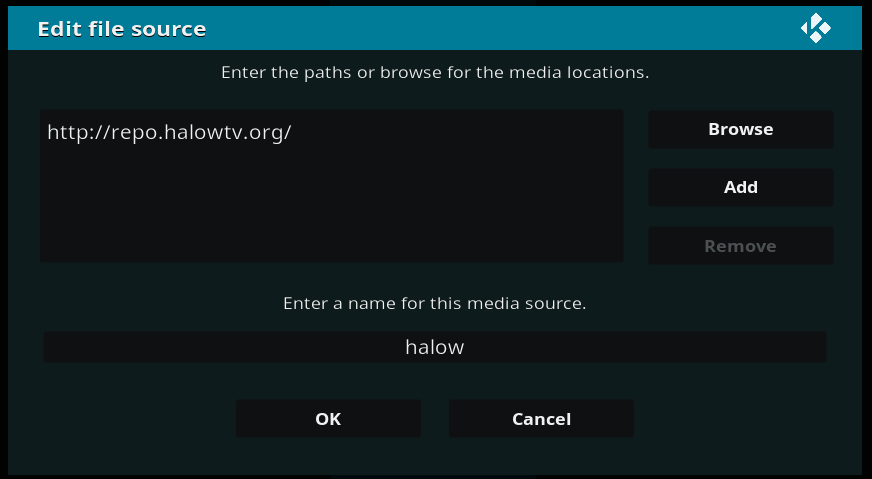 Enter the Halow Live TV addon repo link 