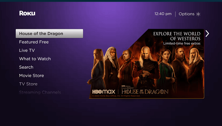 House of the Dragon on Roku